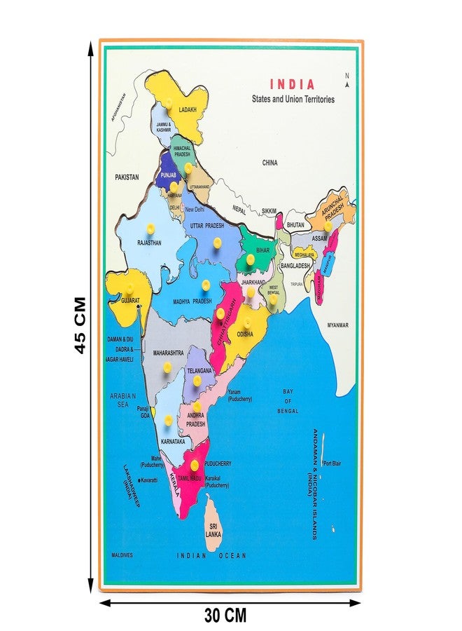 LASERBOT Wooden India State MAP Knob, Mini Puzzle Foam Mat, Interlocking MAP Puzzle, Non-Toxic Wooden Colorful Toys, Learning Puzzle Mats - Image 2